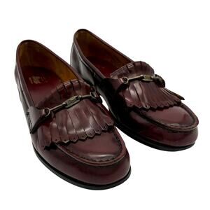 G.H. Bass Kiltie Loafers Burgundy Leather Horsebit Moc Toe Shoes 8.5B Runs Large
